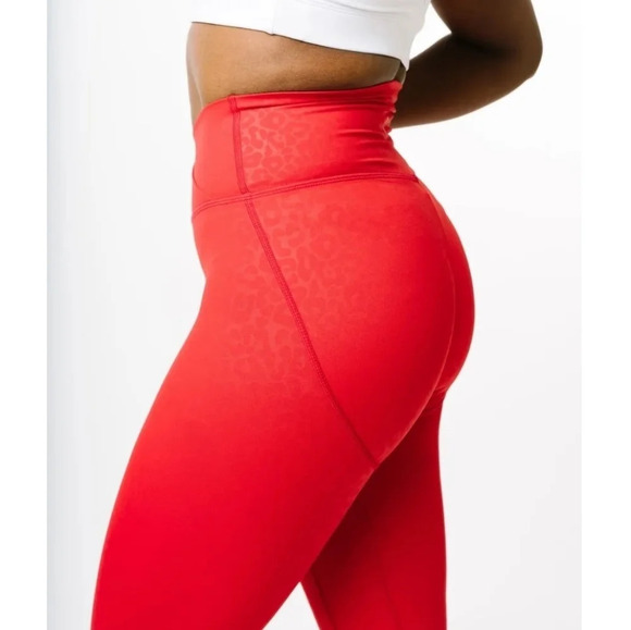 Zyia Red Leopard 24" Leggings Scrunchy What Light n Tight Crossover Waist 12 - Picture 11 of 15